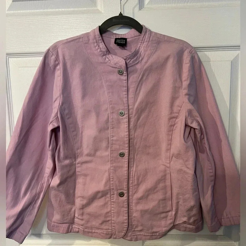 Eileen Fisher Lilac Chino Jacket Womens Size Small Cotton with some Spandex GUC